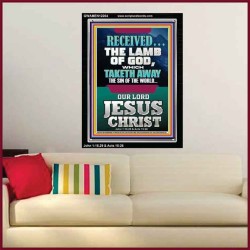 RECEIVED THE LAMB OF GOD THAT TAKETH AWAY THE SINS OF THE WORLD  Christian Artwork Portrait  GWAMEN12204  "25x33"