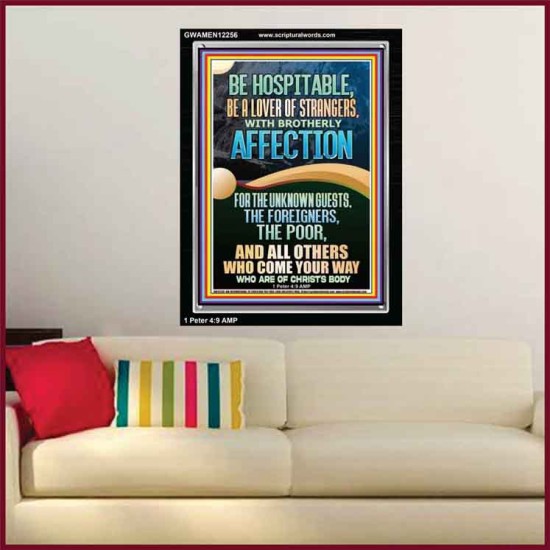 BE HOSPITABLE BE A LOVER OF STRANGERS WITH BROTHERLY AFFECTION  Christian Wall Art  GWAMEN12256  
