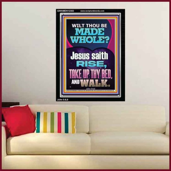 RISE TAKE UP THY BED AND WALK  Bible Verse Portrait Art  GWAMEN12383  