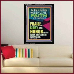 GENUINE FAITH WILL RESULT IN PRAISE GLORY AND HONOR FOR YOU  Unique Power Bible Portrait  GWAMEN12427  "25x33"