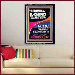 BELOVED WATCH OUT SIN IS ROARING AT YOU  Sanctuary Wall Portrait  GWAMEN9989  "25x33"