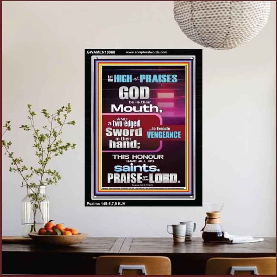 PRAISE HIM AND WITH TWO EDGED SWORD TO EXECUTE VENGEANCE  Bible Verse Portrait  GWAMEN10060  