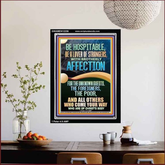 BE HOSPITABLE BE A LOVER OF STRANGERS WITH BROTHERLY AFFECTION  Christian Wall Art  GWAMEN12256  