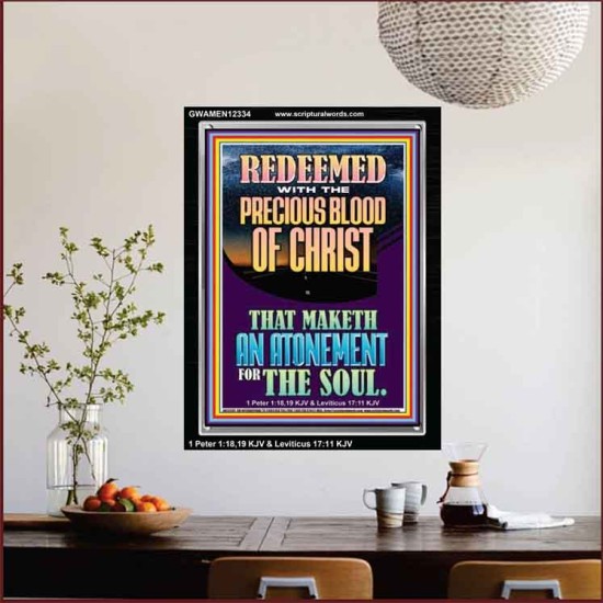 REDEEMED WITH THE PRECIOUS BLOOD OF CHRIST  Custom Wall Décor  GWAMEN12334  