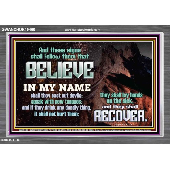 IN MY NAME SHALL THEY CAST OUT DEVILS  Christian Quotes Acrylic Frame  GWANCHOR10460  
