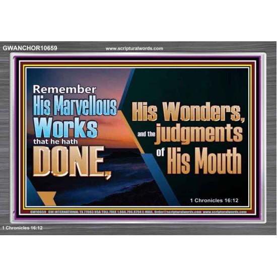 REMEMBER HIS WONDERS AND THE JUDGMENTS OF HIS MOUTH  Church Acrylic Frame  GWANCHOR10659  