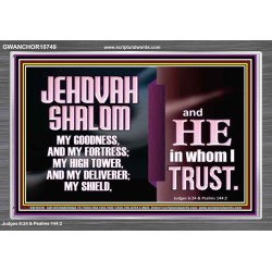 JEHOVAH SHALOM OUR GOODNESS FORTRESS HIGH TOWER DELIVERER AND SHIELD  Encouraging Bible Verse Acrylic Frame  GWANCHOR10749  "33X25"