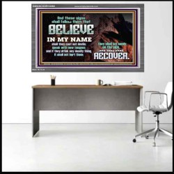 IN MY NAME SHALL THEY CAST OUT DEVILS  Christian Quotes Acrylic Frame  GWANCHOR10460  "33X25"