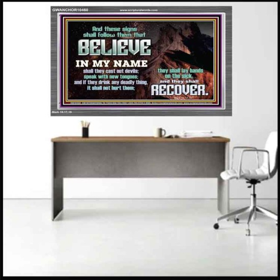 IN MY NAME SHALL THEY CAST OUT DEVILS  Christian Quotes Acrylic Frame  GWANCHOR10460  