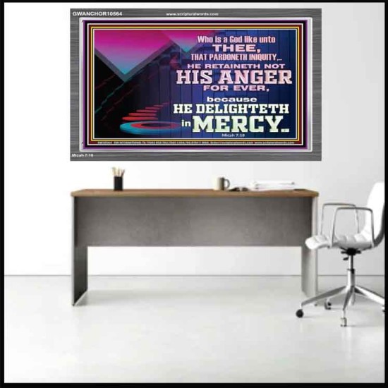 THE LORD DELIGHTETH IN MERCY  Contemporary Christian Wall Art Acrylic Frame  GWANCHOR10564  