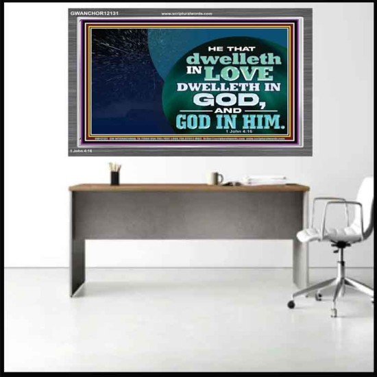 HE THAT DWELLETH IN LOVE DWELLETH IN GOD  Custom Wall Scripture Art  GWANCHOR12131  