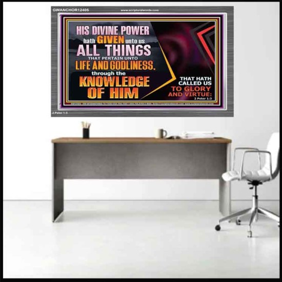 HIS DIVINE POWER HATH GIVEN UNTO US ALL THINGS  Eternal Power Acrylic Frame  GWANCHOR12405  