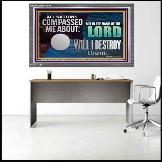 IN THE NAME OF THE LORD WILL I DESTROY THEM  Biblical Paintings Acrylic Frame  GWANCHOR12966  