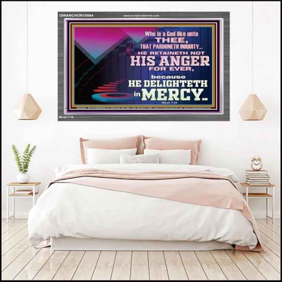 THE LORD DELIGHTETH IN MERCY  Contemporary Christian Wall Art Acrylic Frame  GWANCHOR10564  