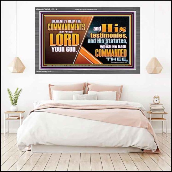 DILIGENTLY KEEP THE COMMANDMENTS OF THE LORD OUR GOD  Ultimate Inspirational Wall Art Acrylic Frame  GWANCHOR10719  