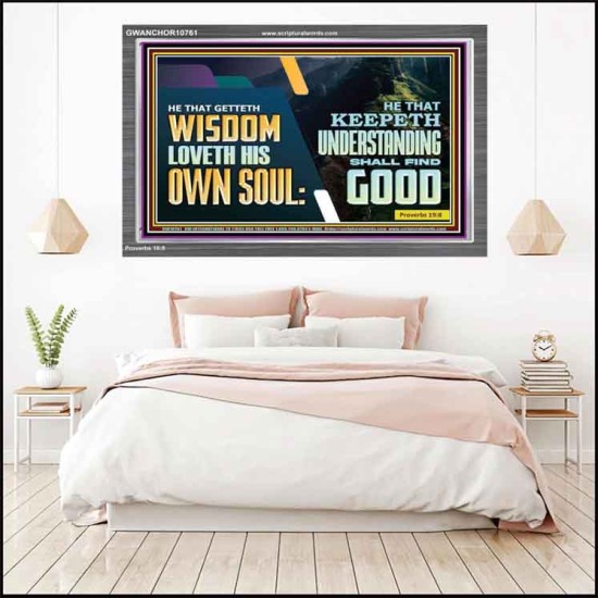 HE THAT GETTETH WISDOM LOVETH HIS OWN SOUL  Bible Verse Art Acrylic Frame  GWANCHOR10761  