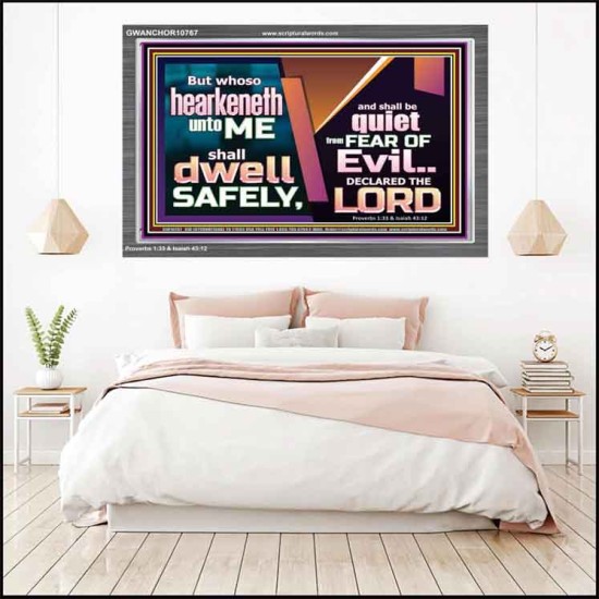 WHOSO HEARKENETH UNTO THE LORD SHALL DWELL SAFELY  Christian Artwork  GWANCHOR10767  