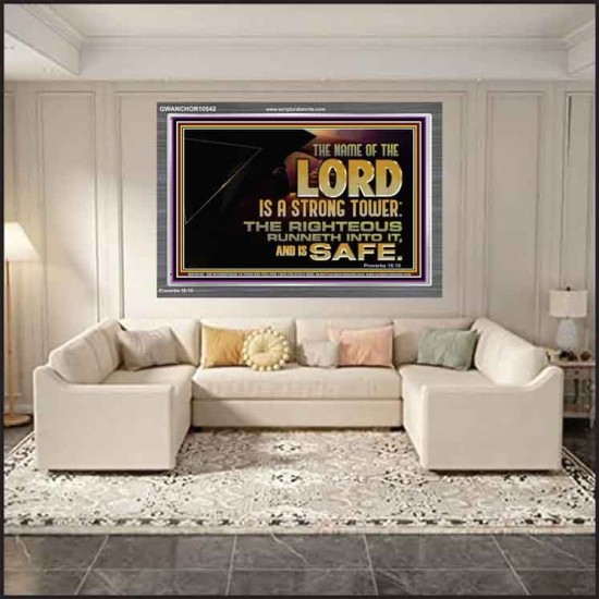 THE NAME OF THE LORD IS A STRONG TOWER  Contemporary Christian Wall Art  GWANCHOR10542  