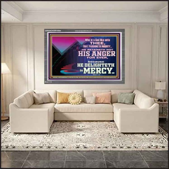 THE LORD DELIGHTETH IN MERCY  Contemporary Christian Wall Art Acrylic Frame  GWANCHOR10564  