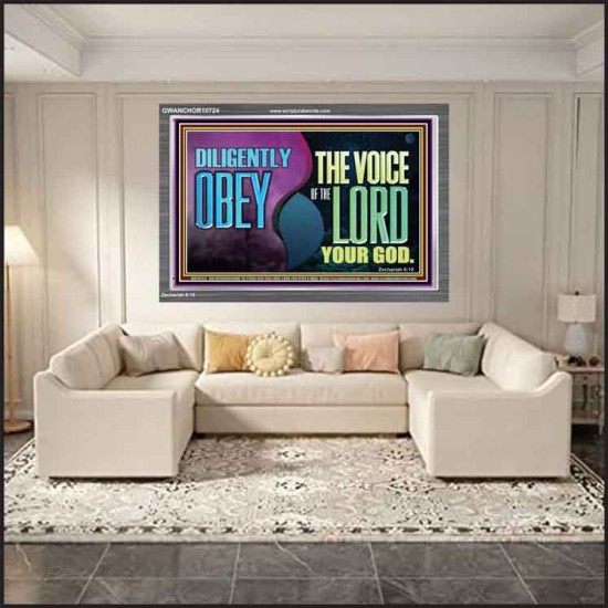 DILIGENTLY OBEY THE VOICE OF THE LORD OUR GOD  Bible Verse Art Prints  GWANCHOR10724  