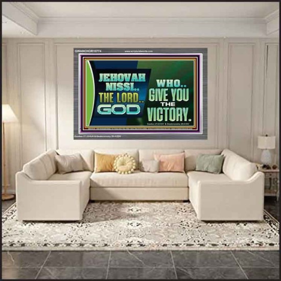 JEHOVAHNISSI THE LORD GOD WHO GIVE YOU THE VICTORY  Bible Verses Wall Art  GWANCHOR10774  