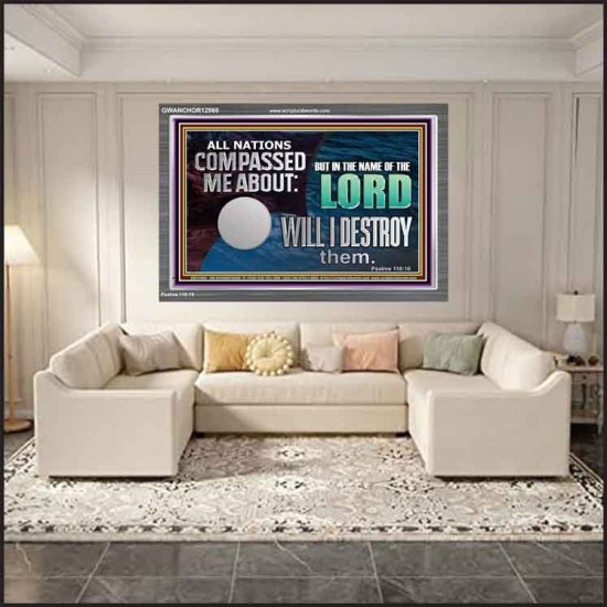 IN THE NAME OF THE LORD WILL I DESTROY THEM  Biblical Paintings Acrylic Frame  GWANCHOR12966  