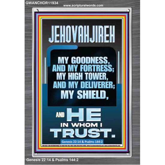 JEHOVAH JIREH MY GOODNESS MY FORTRESS MY HIGH TOWER MY DELIVERER MY SHIELD  Sanctuary Wall Portrait  GWANCHOR11934  