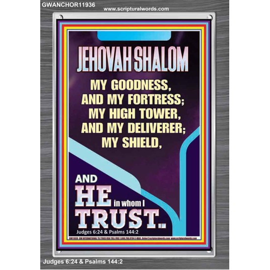 JEHOVAH SHALOM MY GOODNESS MY FORTRESS MY HIGH TOWER MY DELIVERER MY SHIELD  Unique Scriptural Portrait  GWANCHOR11936  