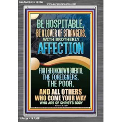 BE HOSPITABLE BE A LOVER OF STRANGERS WITH BROTHERLY AFFECTION  Christian Wall Art  GWANCHOR12256  "25x33"