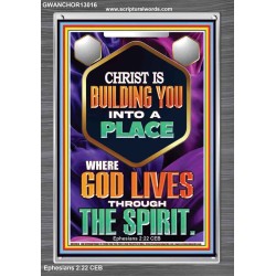 BE UNITED TOGETHER AS A LIVING PLACE OF GOD IN THE SPIRIT  Scripture Portrait Signs  GWANCHOR13016  "25x33"