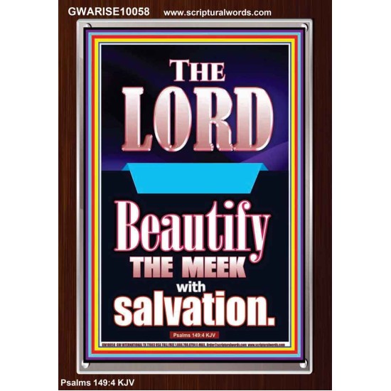 THE MEEK IS BEAUTIFY WITH SALVATION  Scriptural Prints  GWARISE10058  