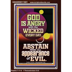GOD IS ANGRY WITH THE WICKED EVERY DAY ABSTAIN FROM EVIL  Scriptural Décor  GWARISE11801  "25x33"