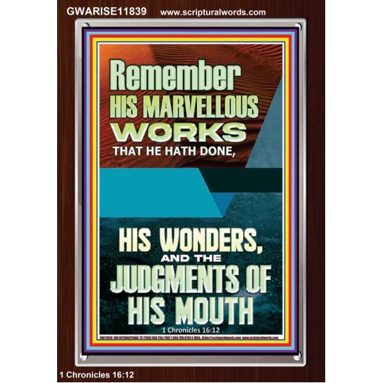 HIS MARVELLOUS WONDERS AND THE JUDGEMENTS OF HIS MOUTH  Custom Modern Wall Art  GWARISE11839  