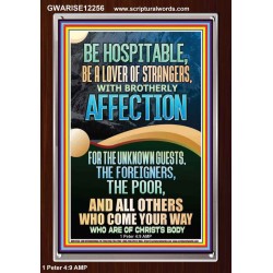 BE HOSPITABLE BE A LOVER OF STRANGERS WITH BROTHERLY AFFECTION  Christian Wall Art  GWARISE12256  "25x33"