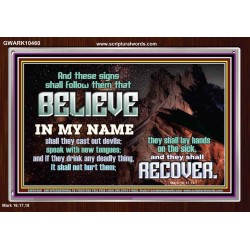 IN MY NAME SHALL THEY CAST OUT DEVILS  Christian Quotes Acrylic Frame  GWARK10460  "33X25"