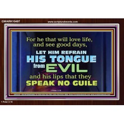 KEEP YOUR TONGUES FROM ALL EVIL  Bible Scriptures on Love Acrylic Frame  GWARK10497  "33X25"