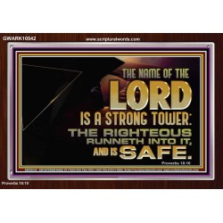 THE NAME OF THE LORD IS A STRONG TOWER  Contemporary Christian Wall Art  GWARK10542  "33X25"