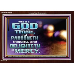 JEHOVAH OUR GOD WHO PARDONETH INIQUITIES AND DELIGHTETH IN MERCIES  Scriptural Décor  GWARK10578  "33X25"