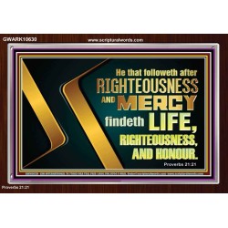 RIGHTEOUSNESS AND MERCY FINDETH LIFE RIGHTEOUSNESS AND HONOUR  Inspirational Bible Verse Acrylic Frame  GWARK10630  