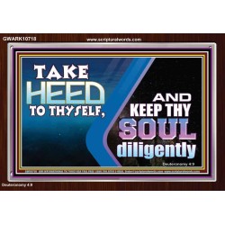 TAKE HEED TO THYSELF AND KEEP THY SOUL DILIGENTLY  Sanctuary Wall Acrylic Frame  GWARK10718  "33X25"