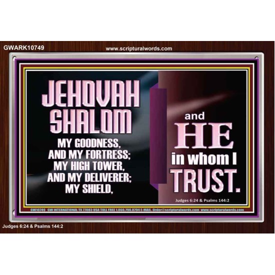 JEHOVAH SHALOM OUR GOODNESS FORTRESS HIGH TOWER DELIVERER AND SHIELD  Encouraging Bible Verse Acrylic Frame  GWARK10749  