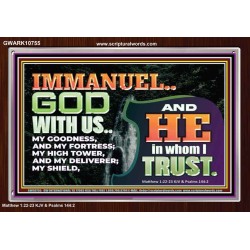 IMMANUEL..GOD WITH US OUR GOODNESS FORTRESS HIGH TOWER DELIVERER AND SHIELD  Christian Quote Acrylic Frame  GWARK10755  "33X25"