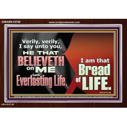 HE THAT BELIEVETH ON ME HATH EVERLASTING LIFE  Contemporary Christian Wall Art  GWARK10758  "33X25"