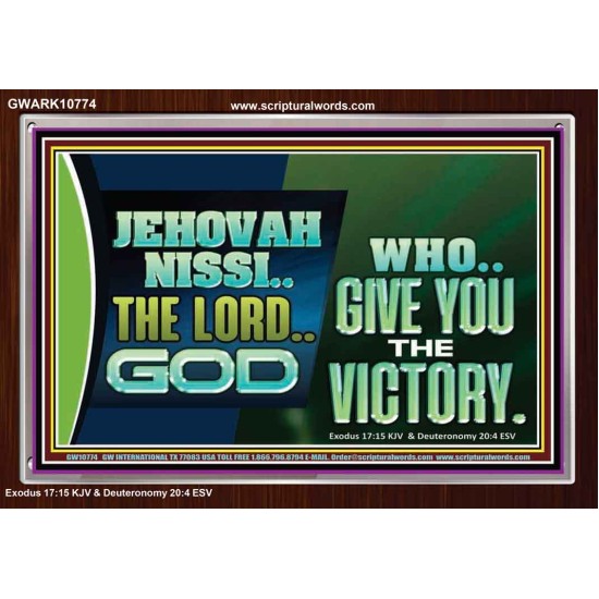 JEHOVAHNISSI THE LORD GOD WHO GIVE YOU THE VICTORY  Bible Verses Wall Art  GWARK10774  