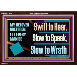 SWIFT TO HEAR SLOW TO SPEAK SLOW TO WRATH  Church Decor Acrylic Frame  GWARK13054  "33X25"