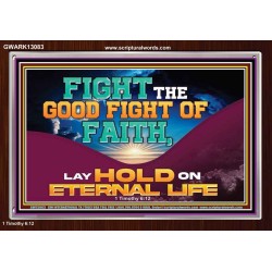 FIGHT THE GOOD FIGHT OF FAITH LAY HOLD ON ETERNAL LIFE  Sanctuary Wall Acrylic Frame  GWARK13083  "33X25"