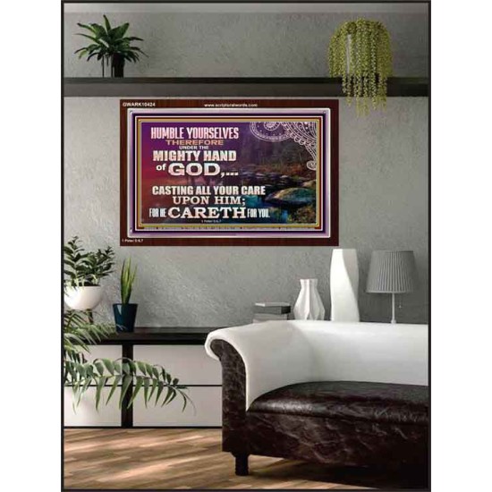 CASTING YOUR CARE UPON HIM FOR HE CARETH FOR YOU  Sanctuary Wall Acrylic Frame  GWARK10424  