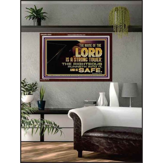 THE NAME OF THE LORD IS A STRONG TOWER  Contemporary Christian Wall Art  GWARK10542  