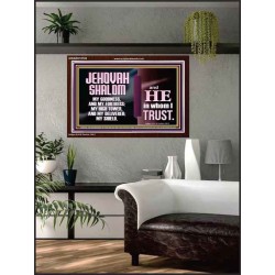 JEHOVAH SHALOM OUR GOODNESS FORTRESS HIGH TOWER DELIVERER AND SHIELD  Encouraging Bible Verse Acrylic Frame  GWARK10749  "33X25"