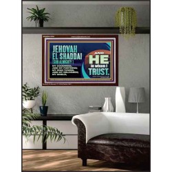 JEHOVAH EL SHADDAI GOD ALMIGHTY OUR GOODNESS FORTRESS HIGH TOWER DELIVERER AND SHIELD  Christian Quotes Acrylic Frame  GWARK10752  "33X25"